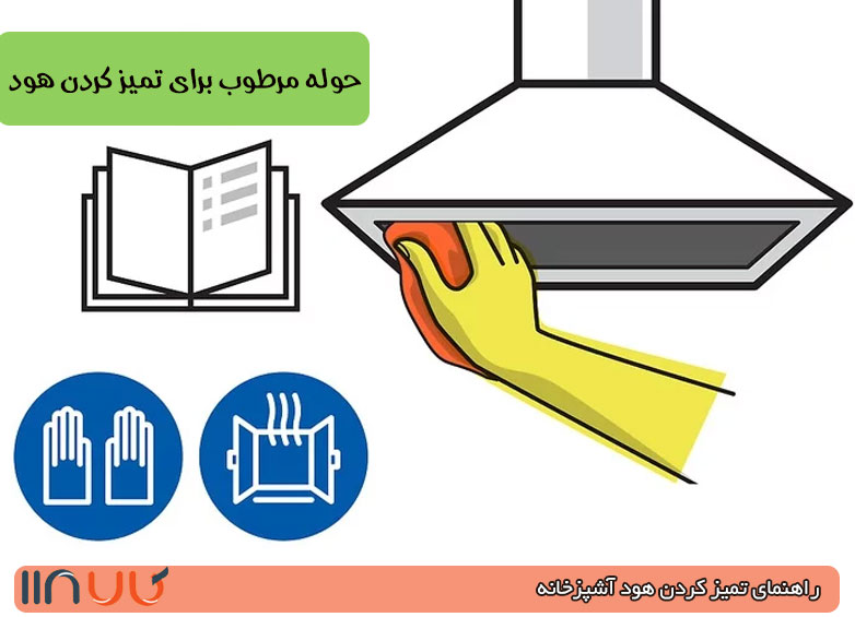 حوله مرطوب برای تمیز کردن هود تمیز کردن هود